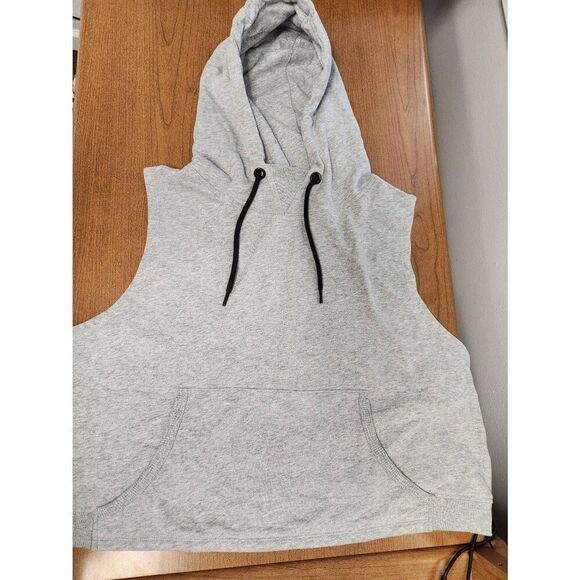 MJA Sport 2X grey fleece Pullover Vest With A Drawstring Hood, A Ribbed Waistban - Picture 1 of 5